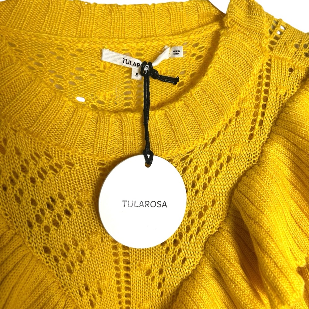 Tularosa Bright Yellow Ruffled Statement Sleeve Sweater NWT SZS - Picture 2 of 7